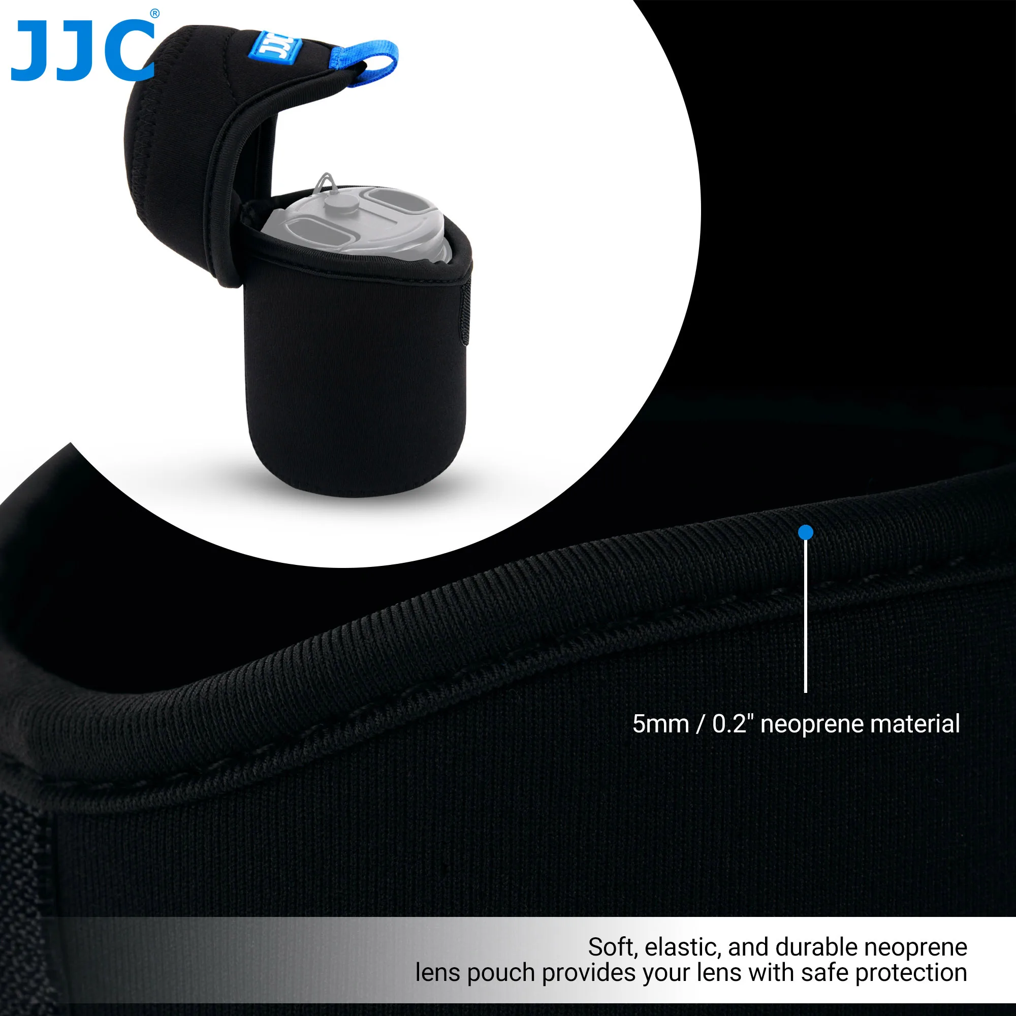 JJC Neoprene Mirrorless Lens Pouch Bag Compact Camera Lens Pouch Case Fold-Over Lens Bag for Canon Nikon Fuji Fujifilm Olympus