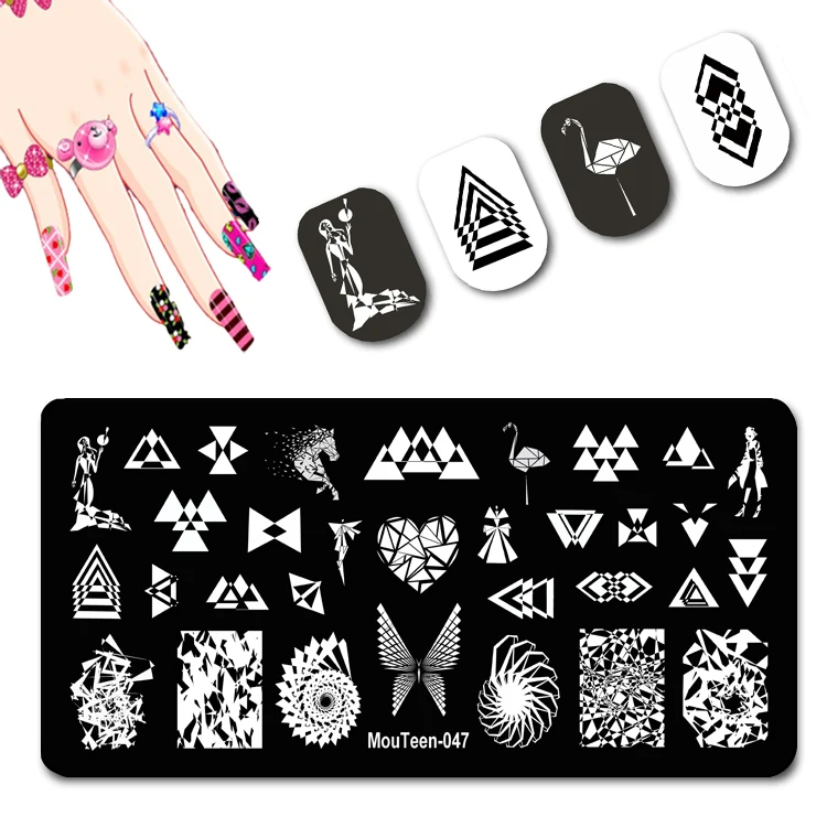 Occident Underwear Nail Art Design Swimsuit Girl Nail Stamping Plates Blade Lips Nail Art Template Nails Molds #046