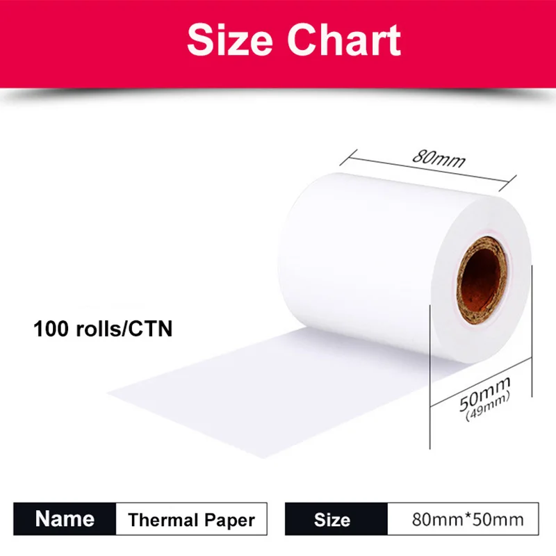 Rolo da impressora térmica da caixa registradora POS, papel do recibo para o supermercado, papel da máquina Pos, 80x50mm, 12 rolos