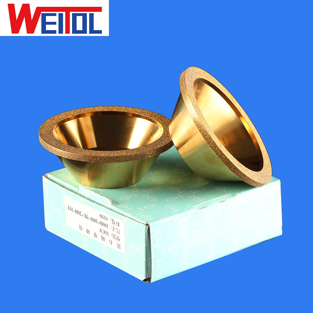 WeiTol 1pcs Golden diamond bowl type alloy grinding wheel High strength wear-resistant grinding wheel, manual, mechanical use