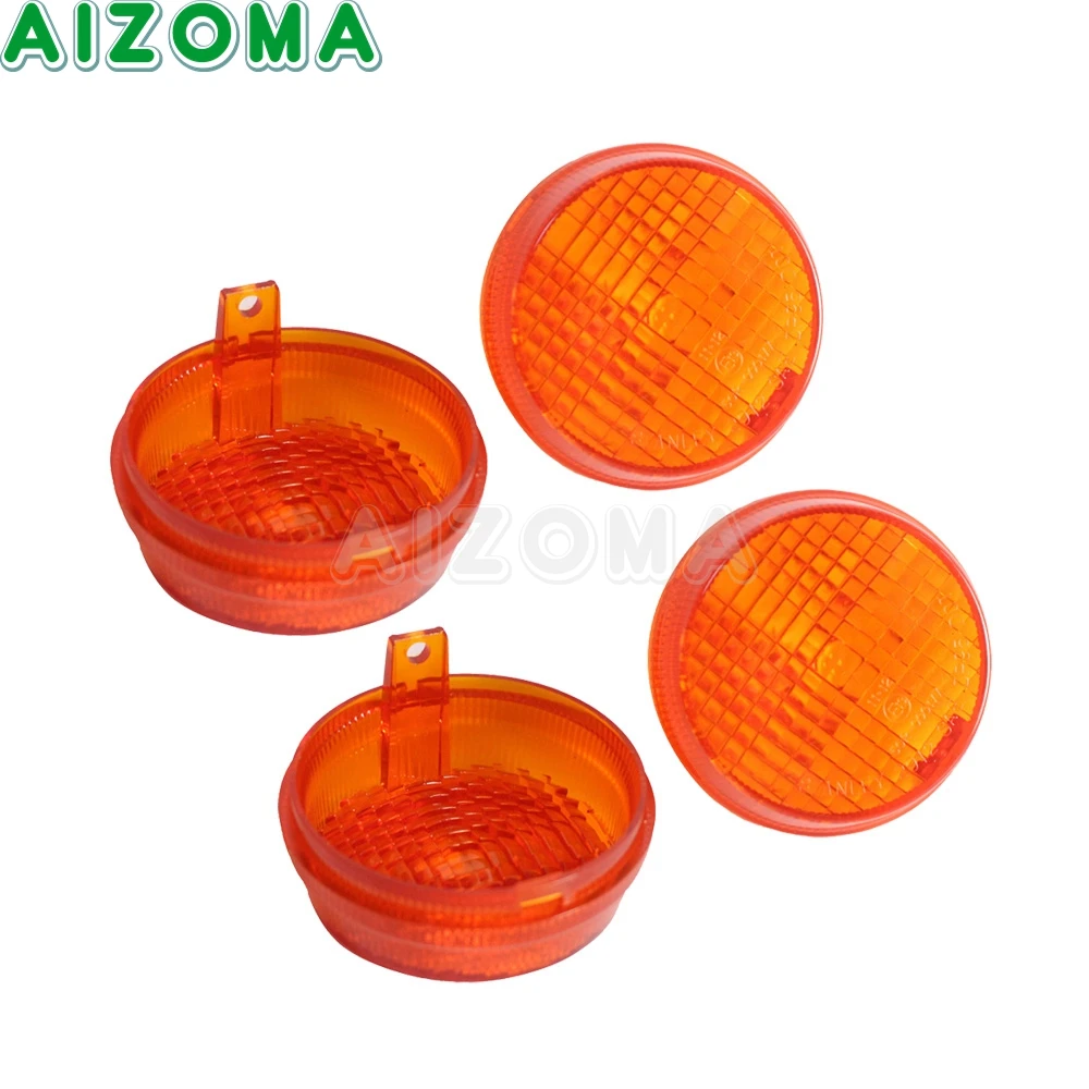 Clear Smoke Amber Front&Rear Turn Signal Light Lenses For Honda VTX Aero 1300 Kawasaki Vulcan 1600 VN1600 2.75'' Round Lens