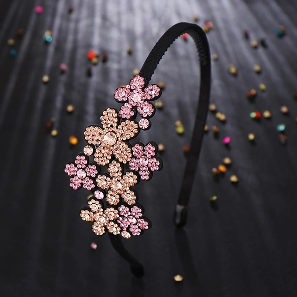 

Simple Thin Border Flowers Head Wear Luxury Headband for Women Rhinestone Non-slip Border Girl Hairpin Fancy Hair Accessories