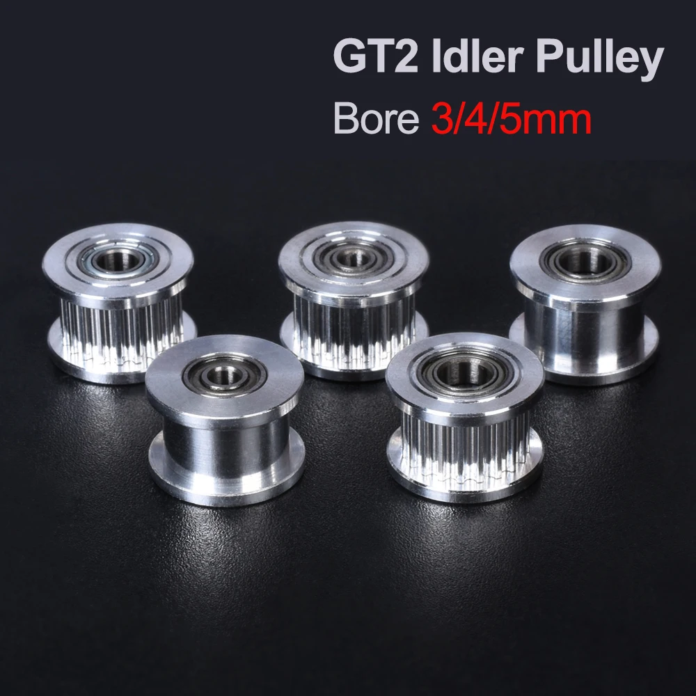 High Quality GT2 Idler Timing Pulley 20 Tooth With/without Teeth Wheel Bore 3/4/5mm 3D Printer Parts For Prusa i3 MK3 GT2 Belt