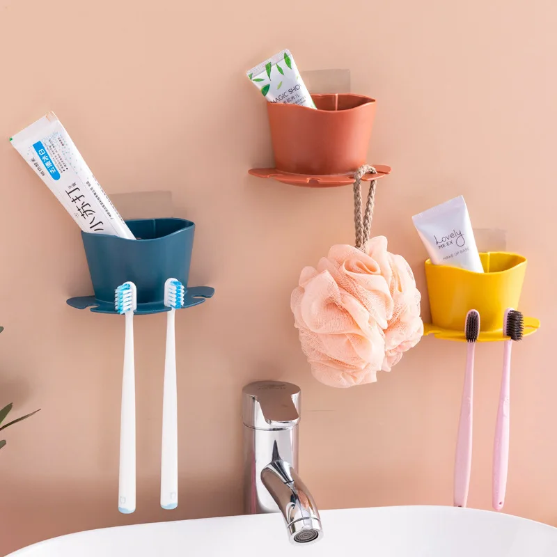 

Multifunctional plastic suction cup rack toothpaste toothbrush razor sundries storage for bathroom kitchen storage accessories