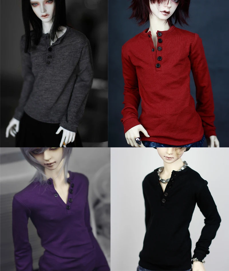 G10-259 1/4 1/3 Uncle SSDF POPO68 SD BJD MSD doll baby clothes purple  Gray red black base buckle shirt 1pcs