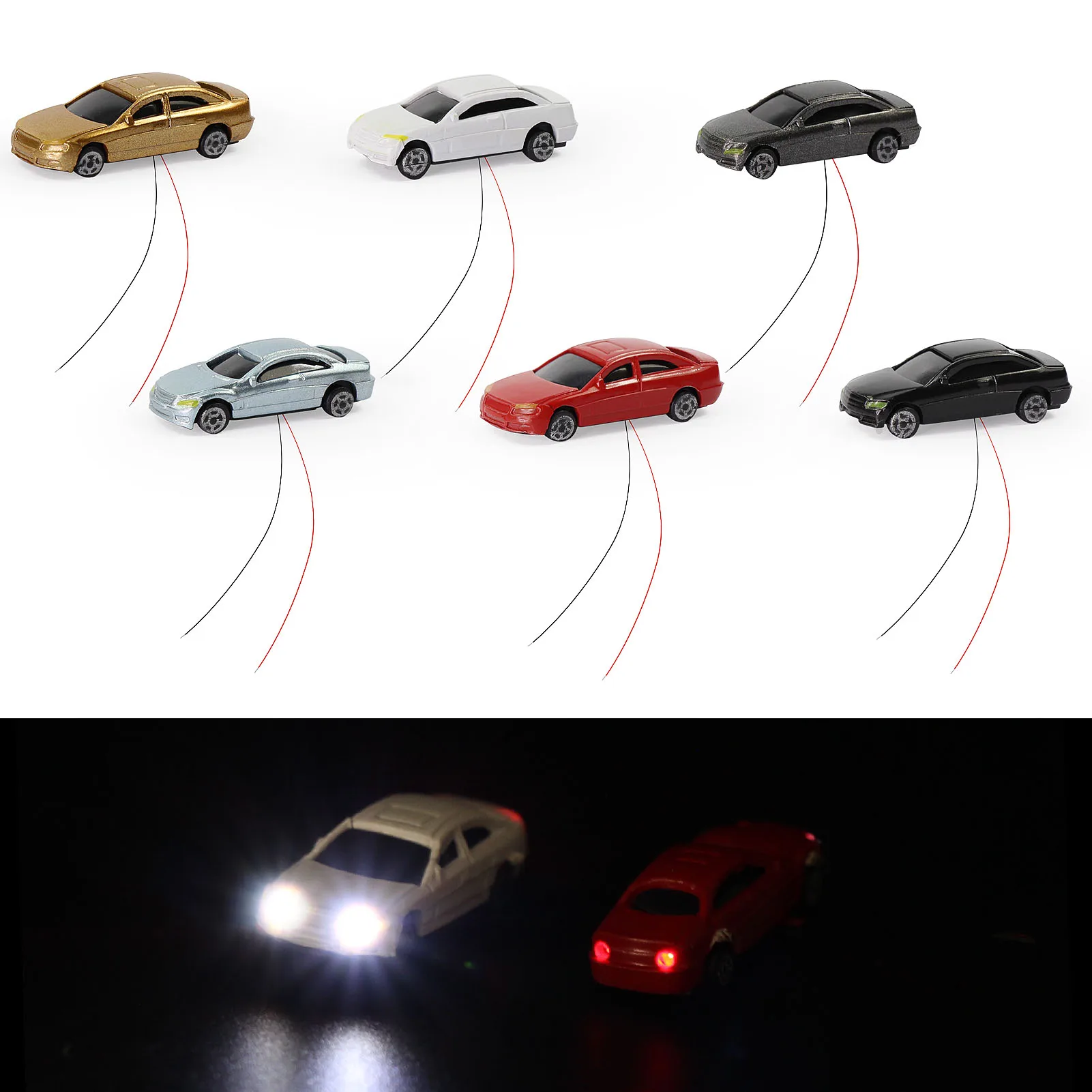 

Evemodel 8pcs Z Scale 1:200 Head Rear Lighted Model Cars Model Layout 12V EC200