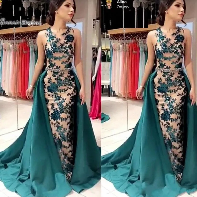 Sereia Prom Vestidos de noite com vestidos ovesized, apliques verdes, alta qualidade, árabe, Dubai, festa, 2022