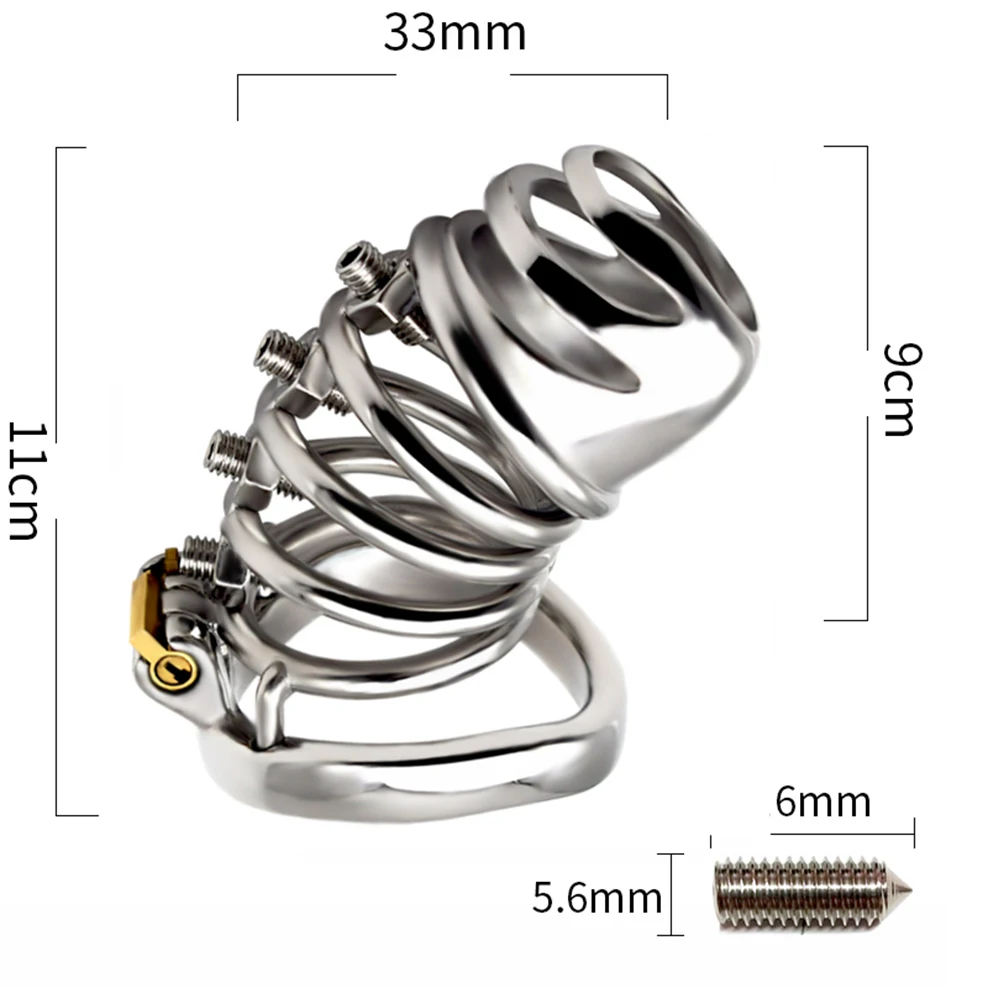 FAAK New chastity cage metal stainless steel cock lock pee free adjustable Screw SM game sex toys for men large penis cage