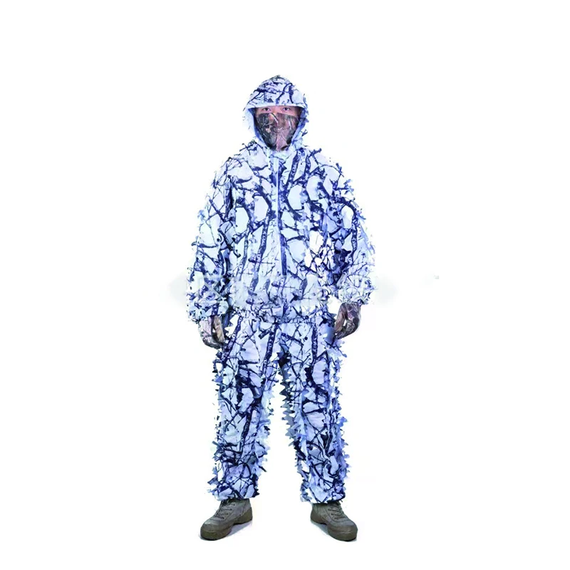 Imagem -03 - Inverno ao ar Livre Branco Camuflagem Sniper Ghillie Terno 3d Neve com Capuz Jaqueta Calças Definir para a Caça Birevering para Mulheres dos Homens