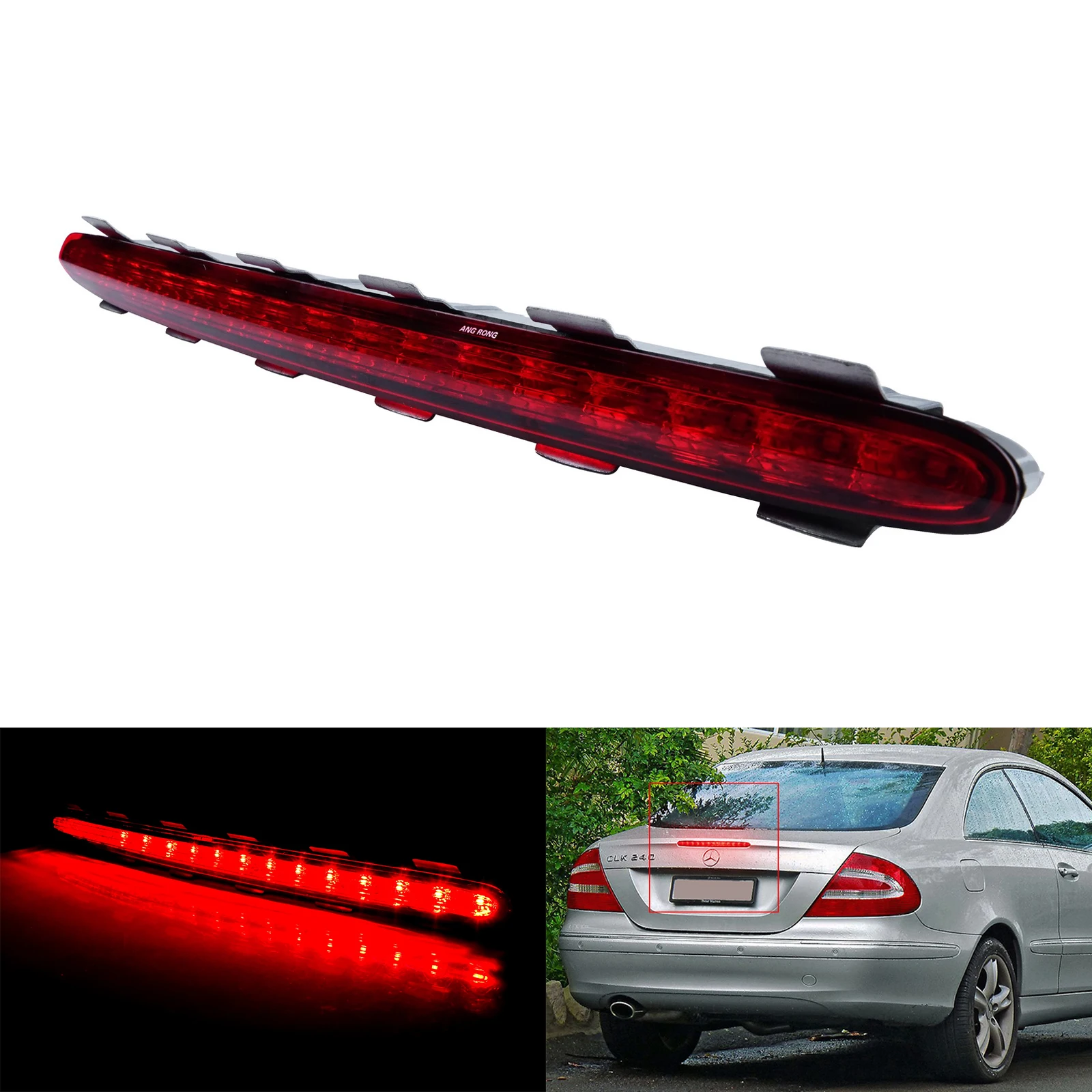 ANGRONG 1x Red Lens LED Rear Third High Level Brake Light Lamp For Mercedes Benz CLK W209 02-09