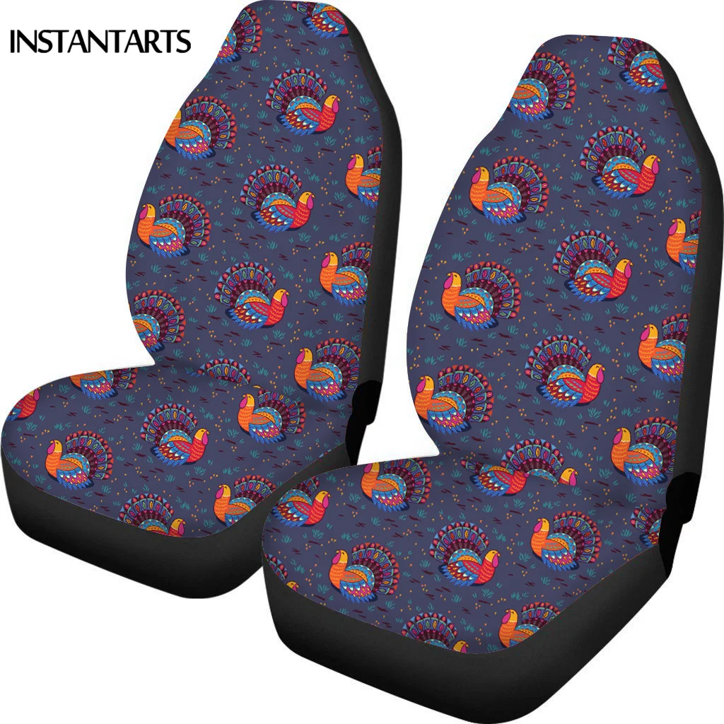 INSTANTARTS Floral Rooster Print Heavy-Duty Car Interior Seat Covers Comfortable Vehicle Seat Covers Set of 2 Car Seat Covers