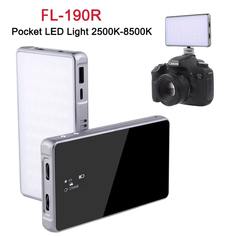 Buddiesman FL-190R LED Light 9 Modes Full color 5000mah 2500K-8500K RGB on-Camera Portable Photography Video Light