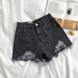 Feynzz-Short en Denim Bleu Décontracté pour Femme, Sexy, Taille Haute, lèvent, Poches, Slim Fit, Été, Plage, Streetwear, Jean, 2022