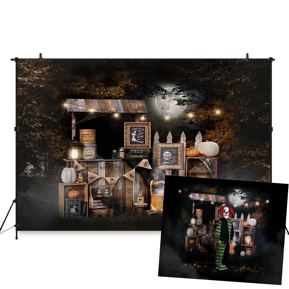 할로윈 사진 배경 나무 문 배경 끔찍한 밤 침묵 나무 파티 배경 Photobooth