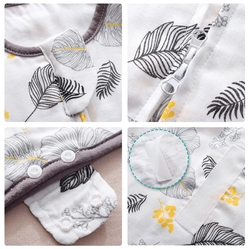 Baby Sleeping Bag Wearable Blanket Newborn Swaddle Wrap Sack Gauze Bamboo Cotton Spring 1Tog Sleep Bag Changing Diaper 0-24M