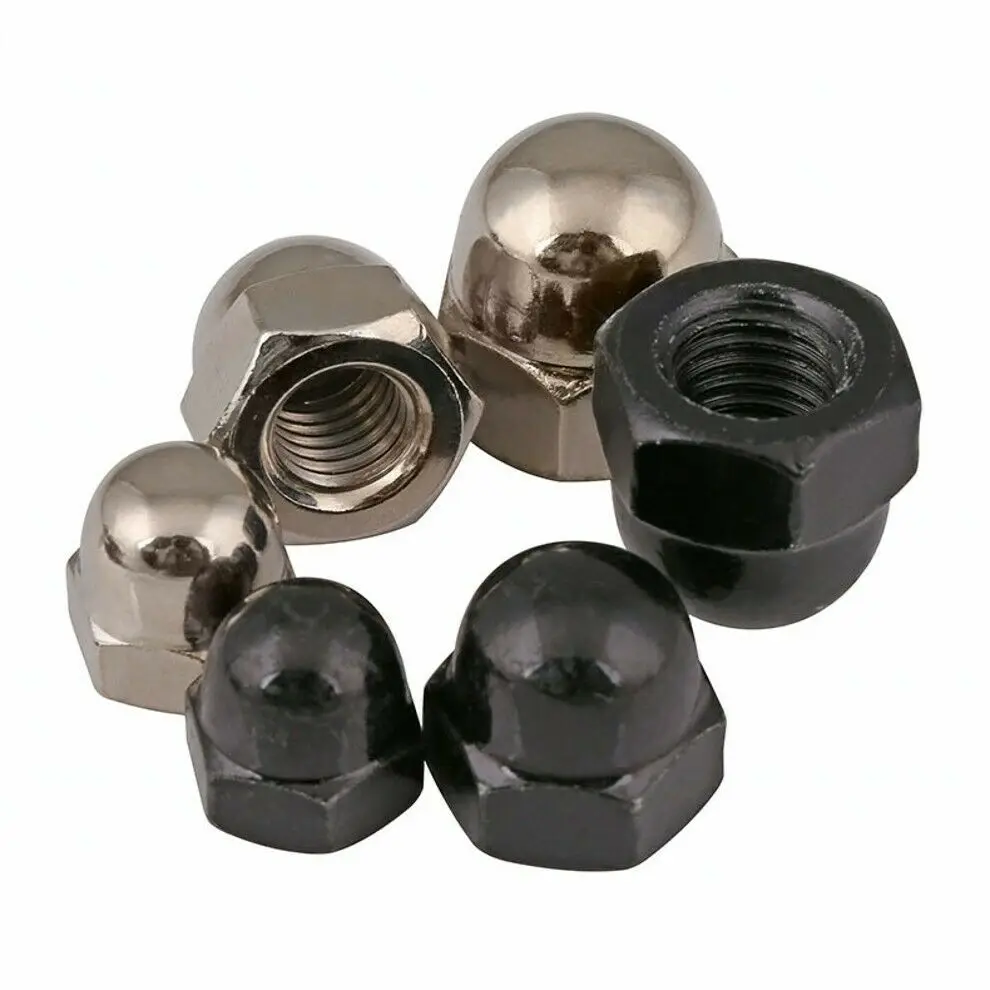 Hex Acorn Cap Nuts M3~M12 Carbon Steel Ni-plated/Black Zinc Plated Hexagon Cap Nuts Dome Cover Nuts Acorn Nuts