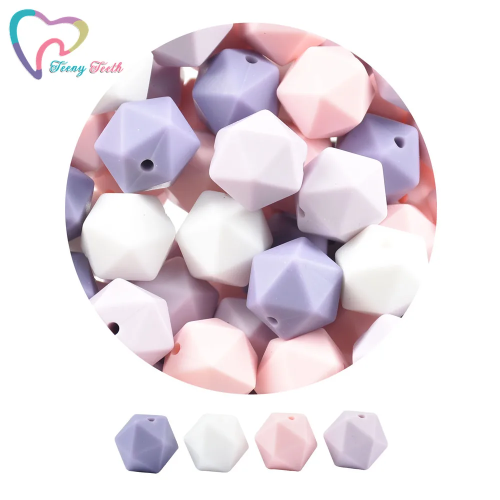 100 PCS Silicone Bead Icosahedron 14 MM Chewable Silicone Beads For Baby Teething Necklace Pacifier Chain Bpa Free Food Grade