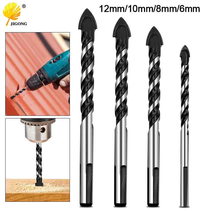 6mm 8mm 10mm 12mm 타일 유리 벽돌 벽 나무 구멍 오프너 다목적 카바이드 재료 빨간색 삼각형 핸들 벽 드릴