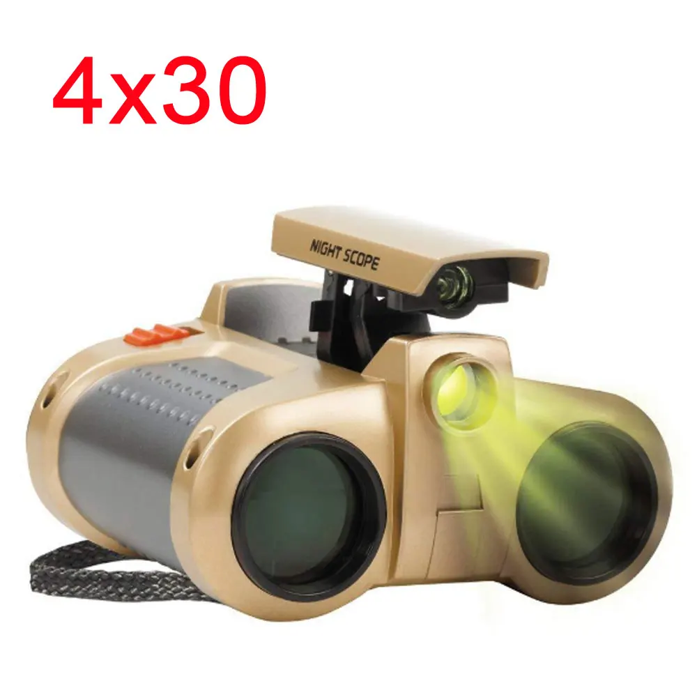 4x30 optical spyglass for birdwatch hunting rifle scope Child powerful binoculars with pop-up light night vision zoom binocular