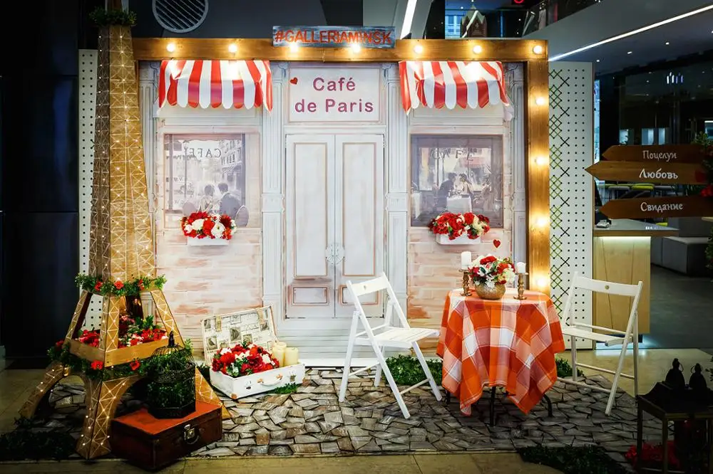 Capisco Cafe De Paris Retro Store Tháp Eiffel Nhiếp Ảnh Backdrop Tùy Chỉnh Studio Ảnh Nền Cho Đám Cưới Chụp Ảnh