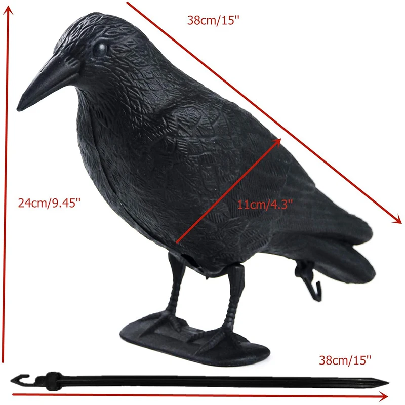 MAILIO Outdoor Hunting Fake Crow Raven Bird Hunting Decoy Deterrent Scarer Garden Pest Control Garden Scarer Bird Decoy