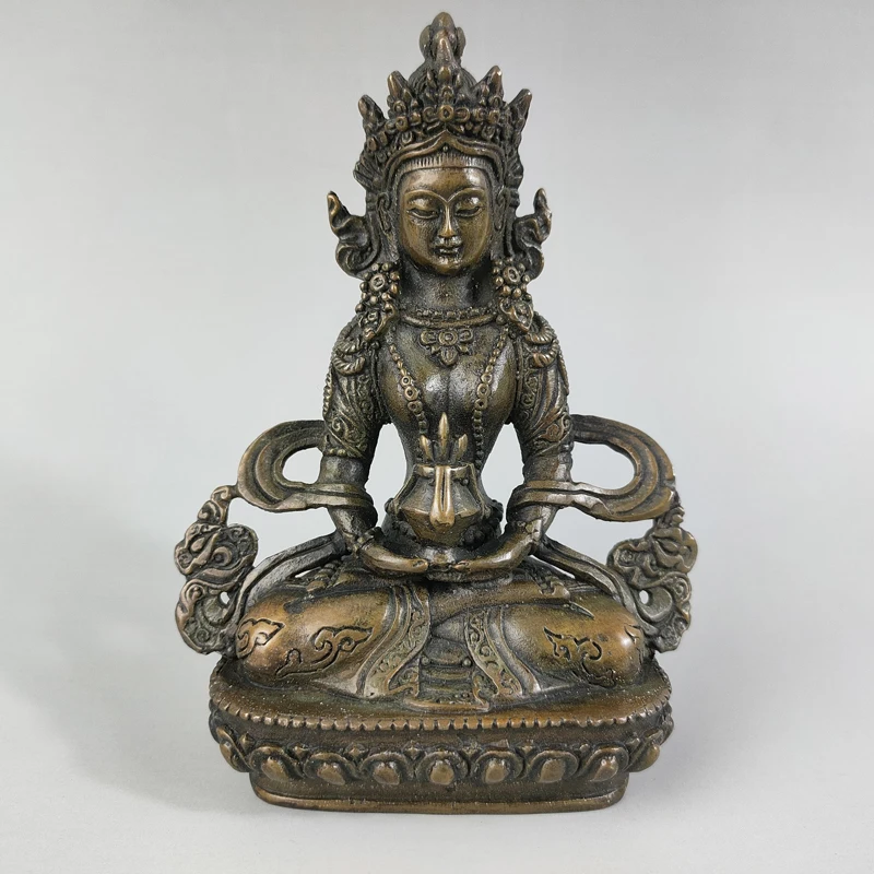 Elaborate Chinese Tibetan Buddhism Collection Home Decoration Copper Sacred Auspicious Bodhisattva Buddha Statue No.4