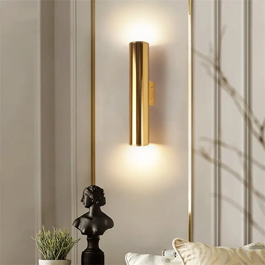 Rose gold double headed bright wall lamps bedroom living room background aisle corridor bedside Nordic sconces lights lighting