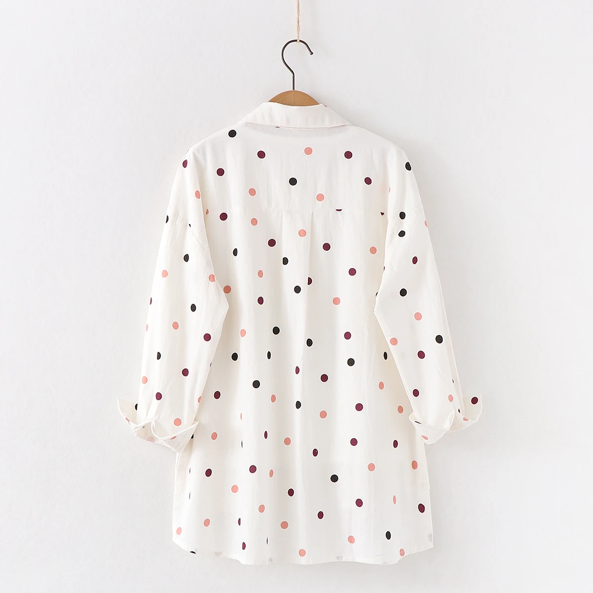 2024 Spring New Women Blouses Fresh Style Loose Women Polka Dot Print Blouse Cotton Casual Long Sleeve Shirts Lady Tops Blusas