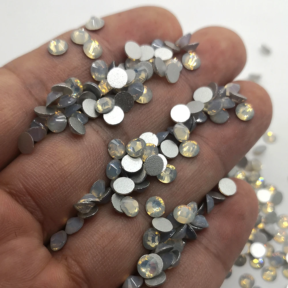 

Crystal White Opal ss3-ss20 1440pcs/lot Non Hotfix Rhinestone Flatback Round Glue On Rhinestones 3d Nail Art Decorations Diy