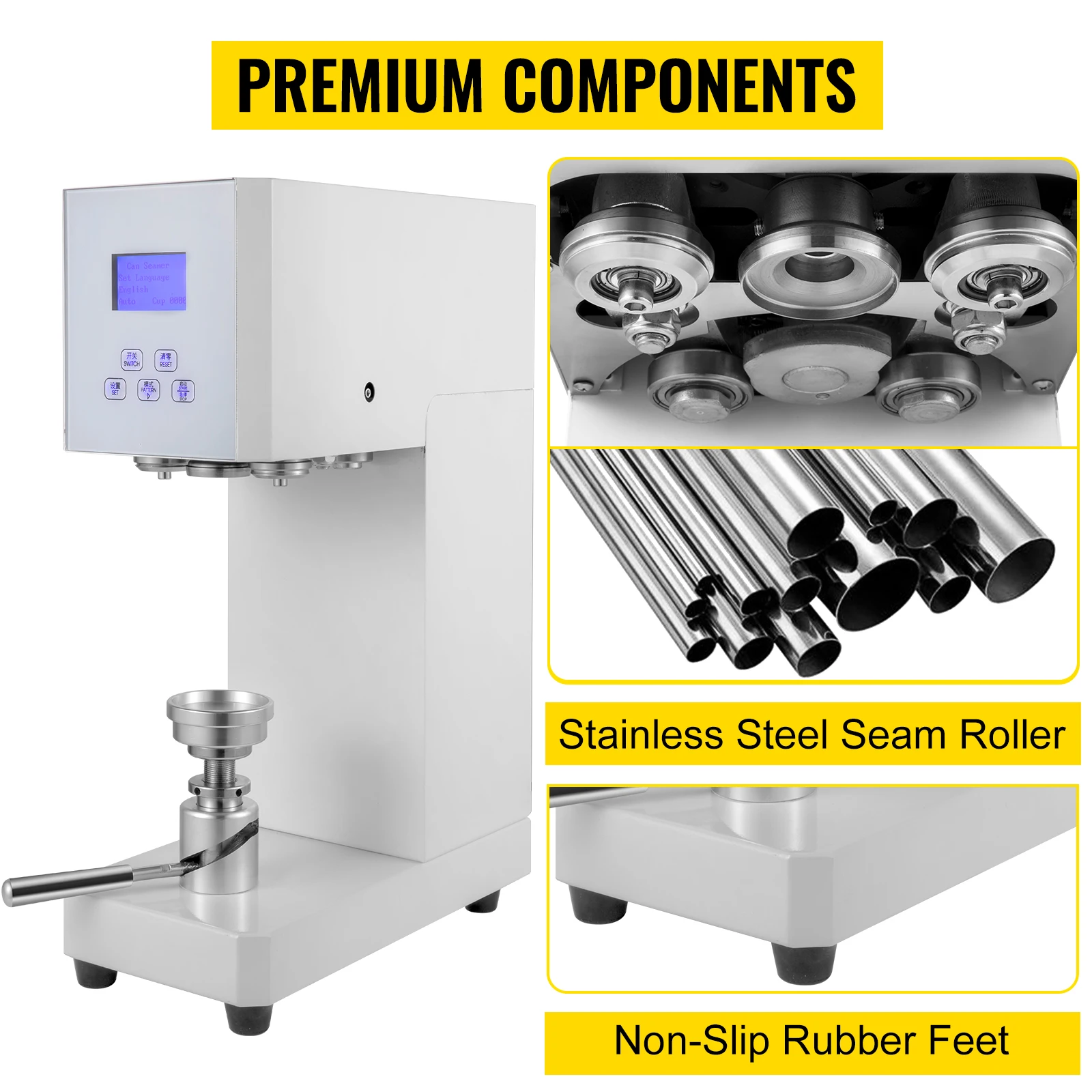 VEVOR 370W Electric Seamer Semi-Automatic Tin Can Sealer Machine Anti-Corrosion 56 MM/2.2 Inch Diameter for Glass Paper Iron Can