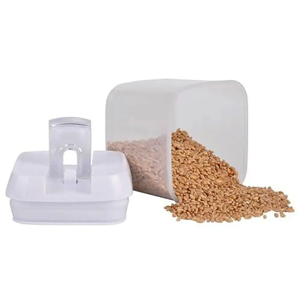 Portable Rectangular Dry Food Cereal Flour Beans Airtight Storage Container Holders Airtight Storage Container Holders