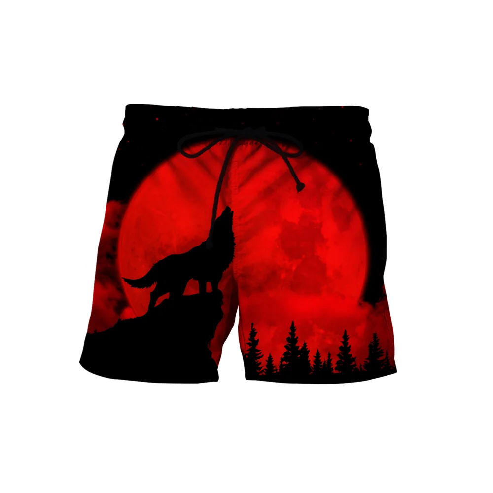 Animal Cool Love wolf 3D completamente estampado pantalones cortos para hombre ropa de calle Unisex verano playa pantalones cortos sueltos