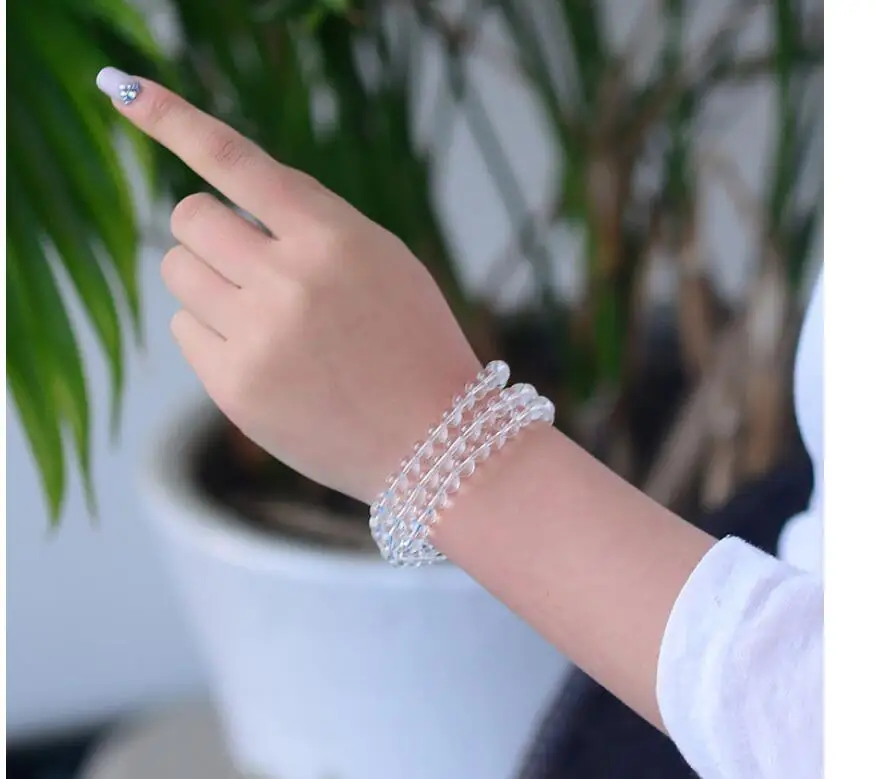 

Ethnic Style Brazil 108 6-7MM Natural White Crystal Buddha Beads Luck and fortune Radiation-proof hand string