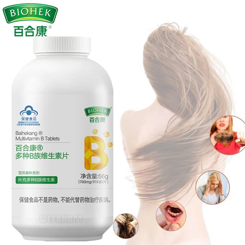 

Natural Vitamin B Complex B1 B2 B6 Multivitamin B Adult VB for Relieve Fatigue Digestion Prevent Hair Loss Care Hair