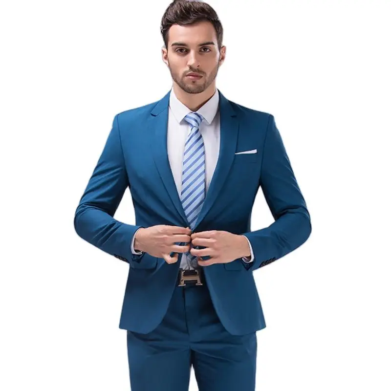 Black One Button Men Formal Suit Two Piece, Wedding Party Slim Tuxedo Blue Red Men\'s Suits M-6XL Terno Masculino