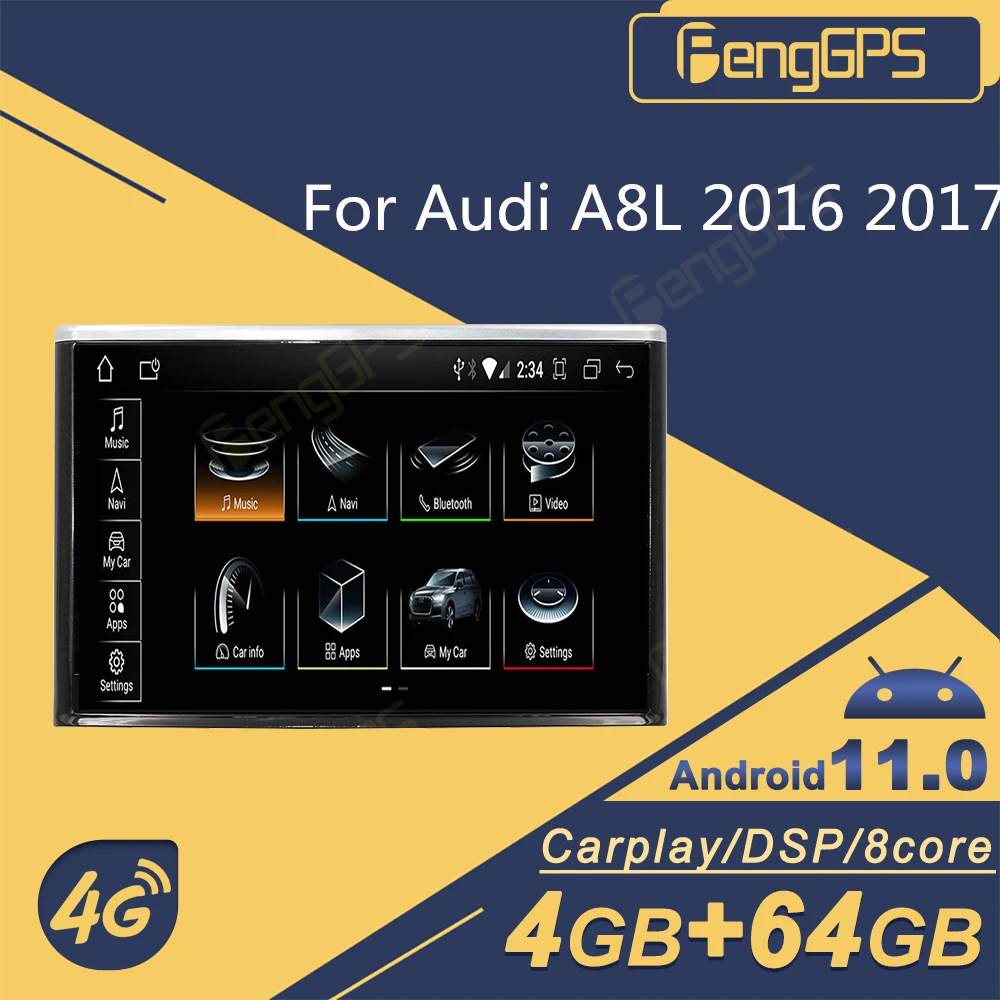 

Car Stereo 2 Din Android Autoradio For Audi A8L 2016 2017 Radio Receiver GPS Navigator Multimedia DVD Player Head Unit