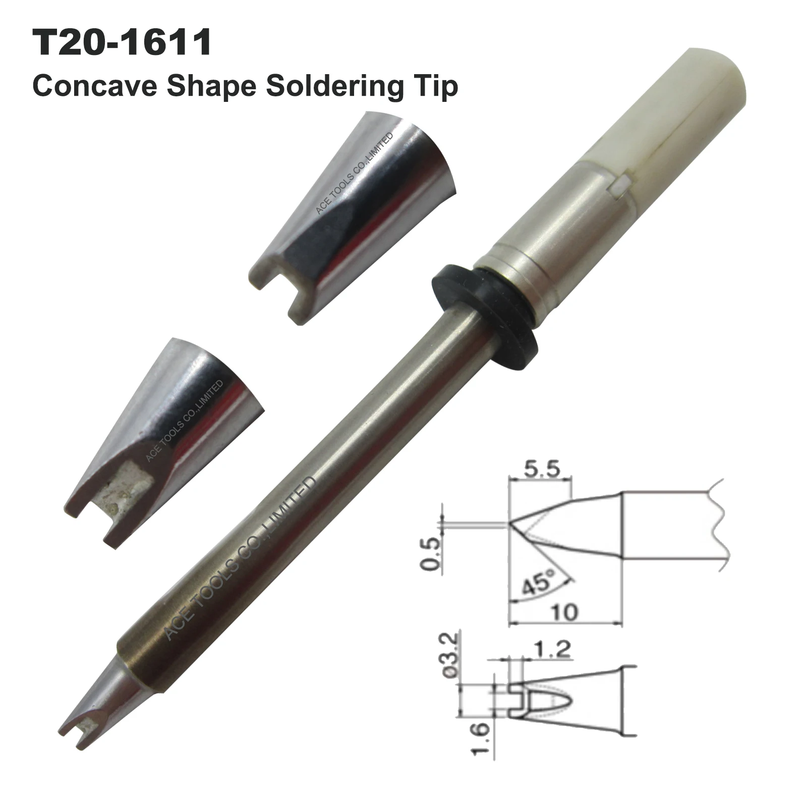 T20-1611 Concave V-groove Soldering Tip Replace For Hakko FX-838 FX838 Station FX-8301 FX-8302 FX8301 FX8302 Lead Free Iron Bit