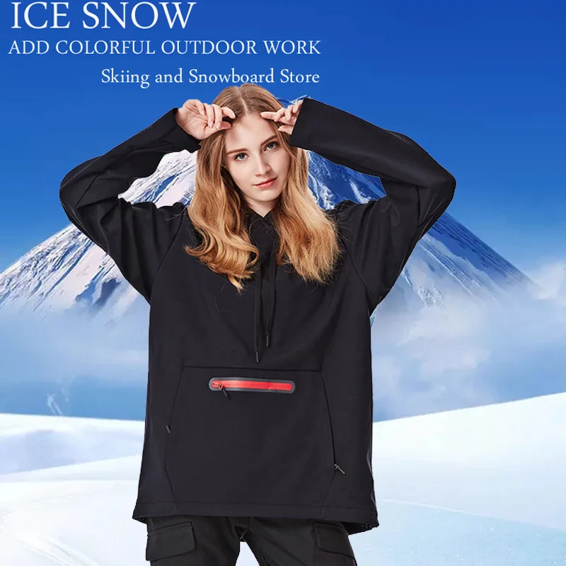 Windproof Ski Jacket for Men and Women, Snow Suit Wear, Outdoor Sports Pullover, Snowboard Clothing, Skateboard, Hoodie