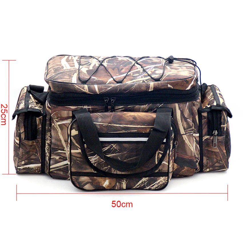 Bolsa de aparejos de pesca de gran capacidad, bolsa de almacenamiento de aparejos de pesca impermeable, funda para viajes al aire libre, bolso de hombro para caza, bolsas de pesca