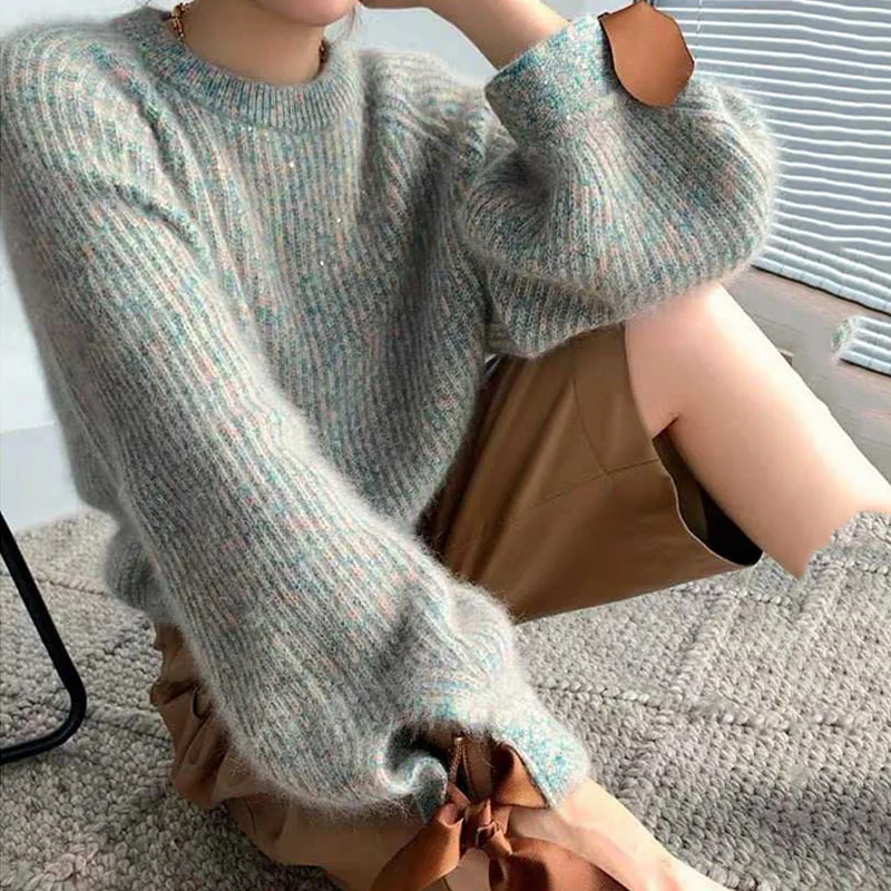 2022 Spring loose Sweet  Knitting Sweater Loose Fit Round Neck Long Sleeve Women Pullovers New Fashion Korean Japan Style Autumn