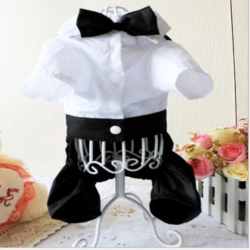 Pet Dog Cat Christmas Clothes Prince Tuxedo Bow Tie Suits Puppy Costume French Bulldog Jumpsuit Coat Dog Clothes Suit for Dogs