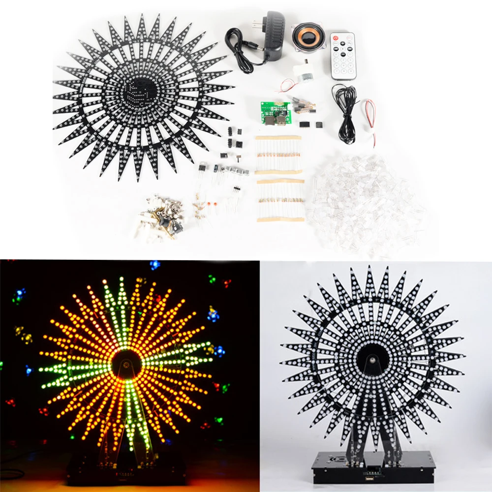 DIY electronic kit LED rotating ferris wheel 16 layer 30cm colorful LED bluetooth voice control music spectrum(not assembled