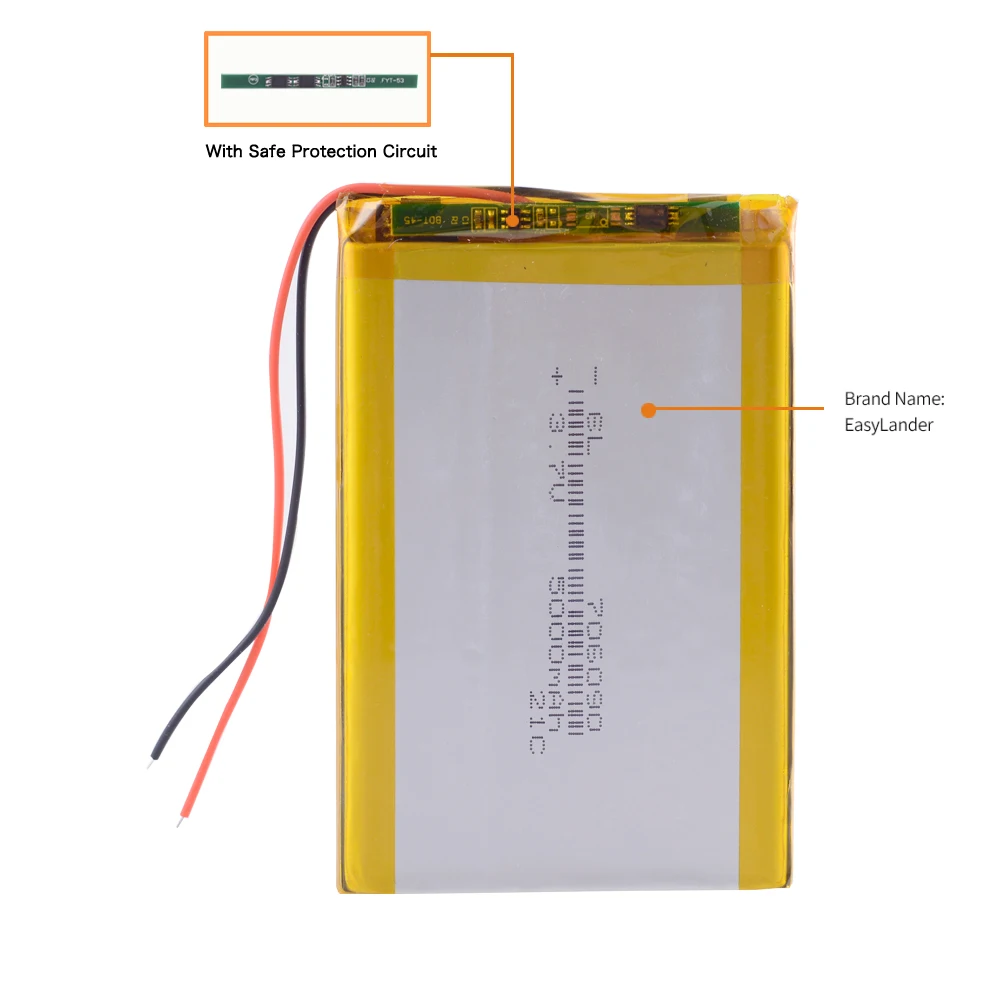 3.7V 706090 5000mAh Rechargeable Lithium Li-ion Polymer Battery for Tablet PC Portable 806090