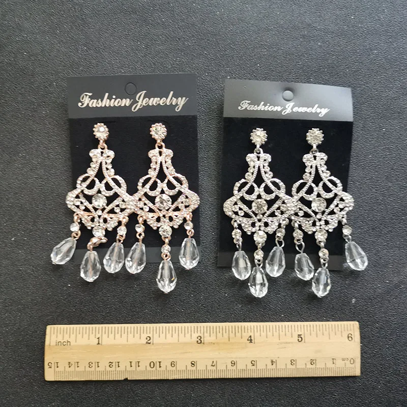 Floralbride Ins Style Sparkling Fashion Crystal Rhinestones Women Party Earring Chandelier Earring Bridal Wedding Drop Earring