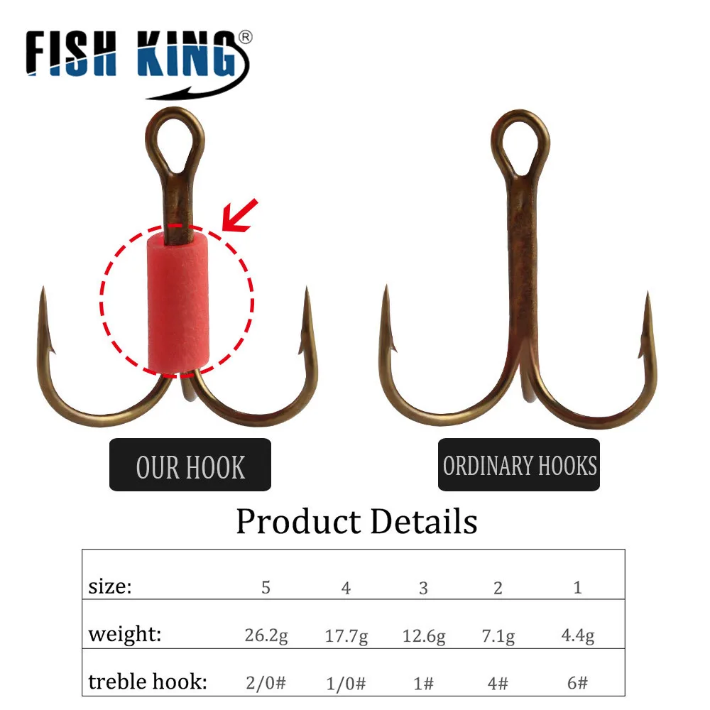 FISH KING 2 Color 0#-5# Hard Spoon Bass Lures Spinner Bait With Treble High Carbon Steel Hooks For Pike Fishing