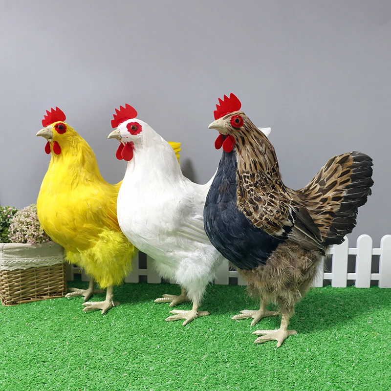 

simulation animal hen hard model, plastic&feathers hen chicken 1：1 model prop farm handicraft home decoration toy Xmas gift b058