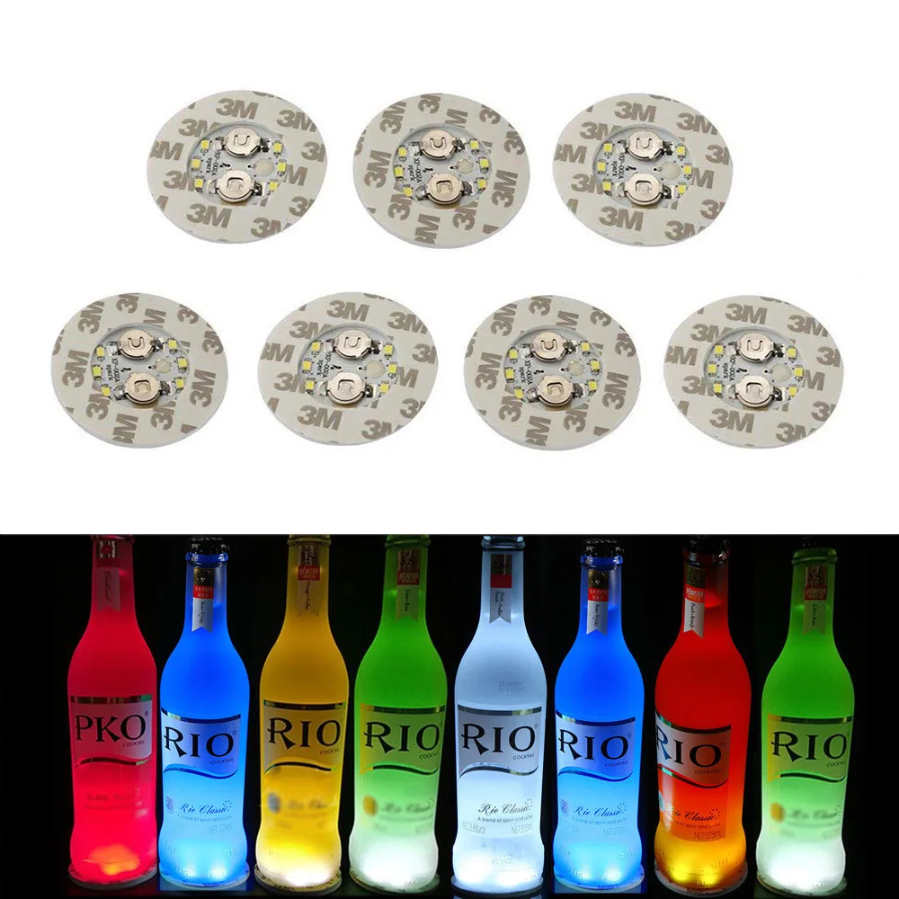 12 Pcs LED Drinks Coasters Lights Bar Party Wedding Bottle Vase Cup Mat Lamp Christmas Halloween Decoration Night Lights