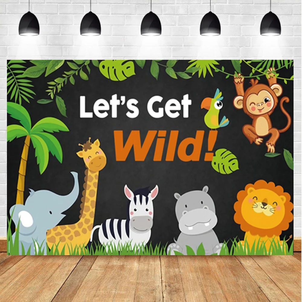 Laeacco Cartoon Wilderness Safari Party Background Baby Show Newborn Portrait Custom Photographic Backdrop For Photo Studio Prop