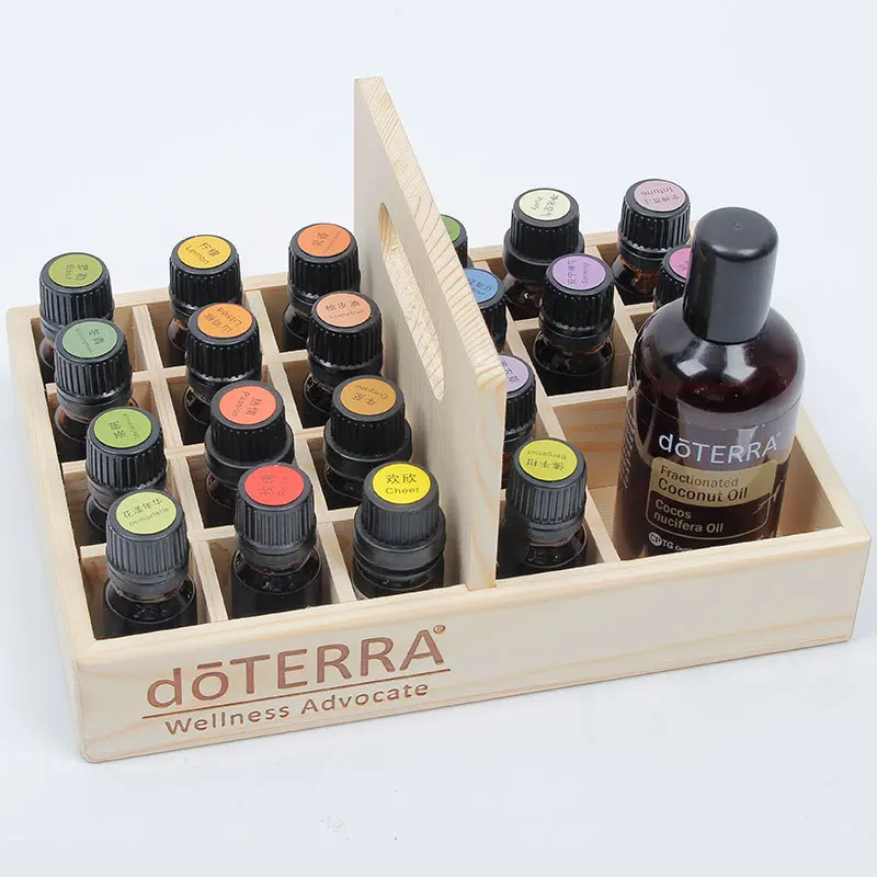 For doTERRA Essential Oil Storage Wooden Box 25 Compartment