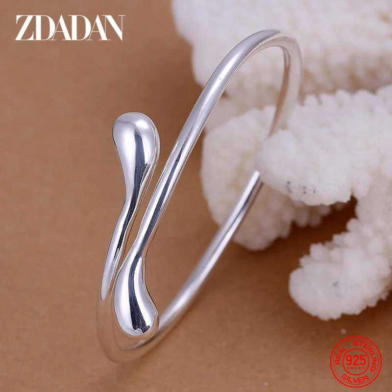 Women's 925 Silver Water Drop Necklace, Earring & Cuff Bracelet Ring Set